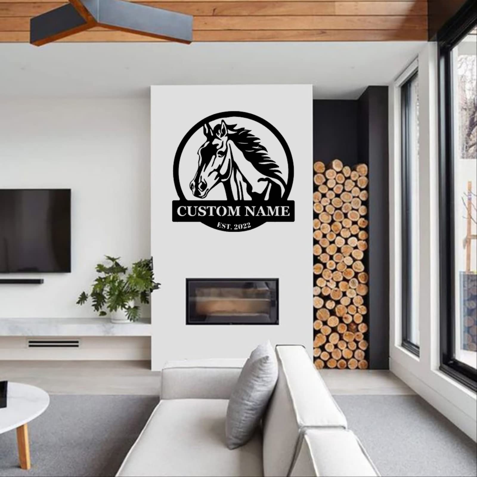 Custom Personalized Metal Wall Art - Horse Farm Name Sign - Unique Gift for Horse Lovers - Rustic Home & Barn Decor for Western Style Living Rooms, Stables & Equestrian Centers