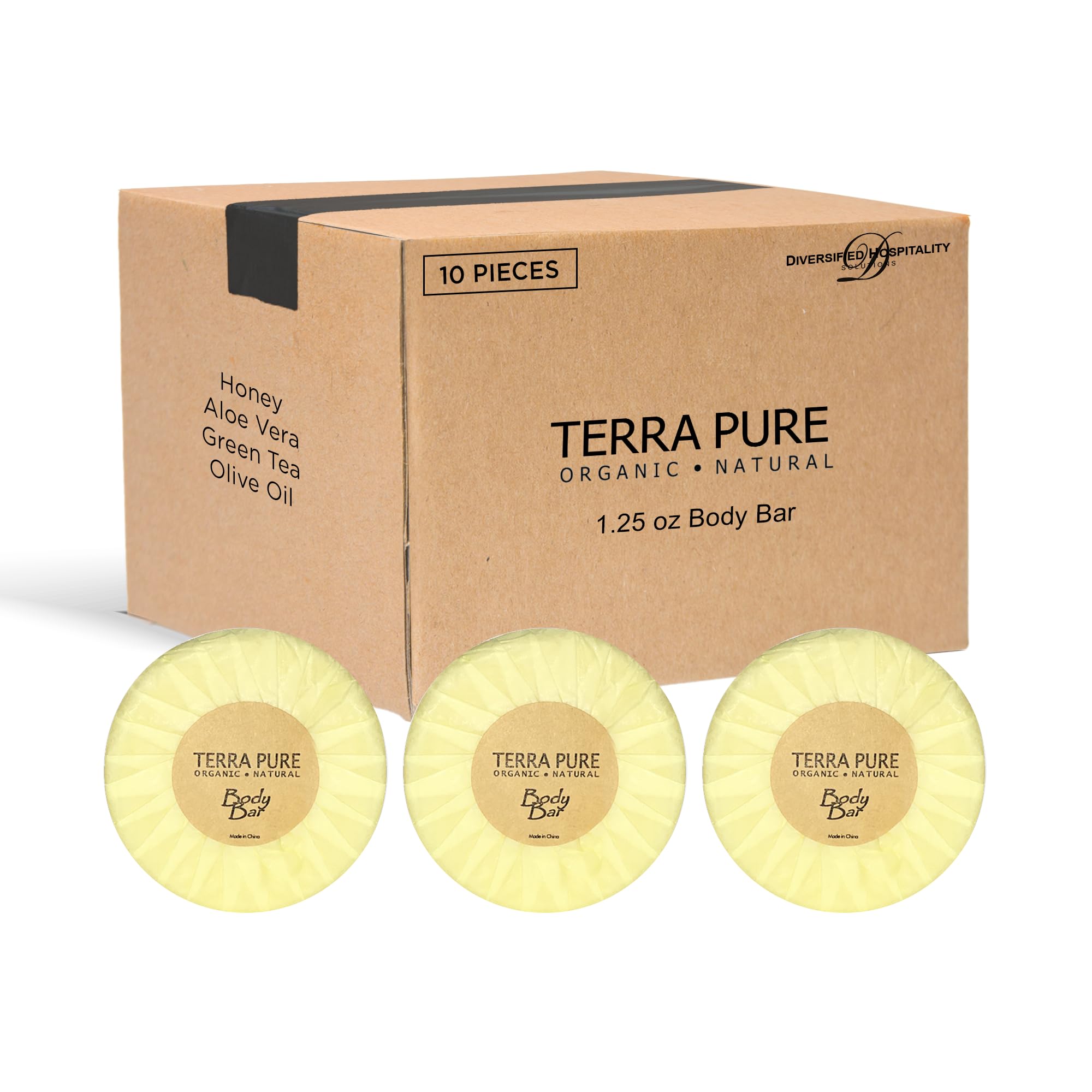 Terra Pure Bar Soap - Travel Size (1.25 oz, Pack of 10) | Natural Hotel Amenities for Eco-Friendly Travel & Home Use