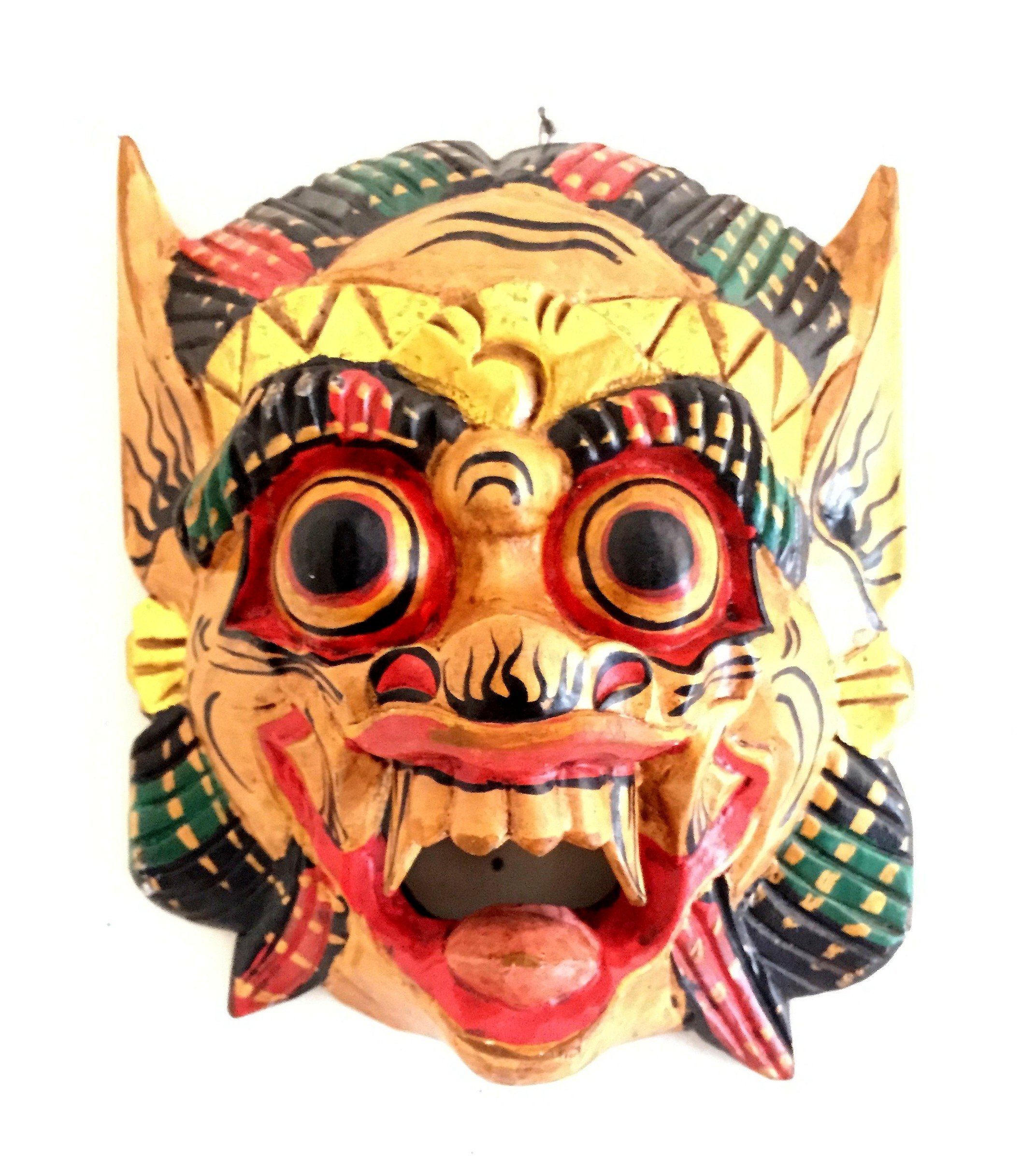 OMA® Barong Mask - Handcrafted African Bali Protection Mask Statue for Good Luck & Fortune | Federal Trademark Logo | Home Decor, Wall Art & Spiritual Gift