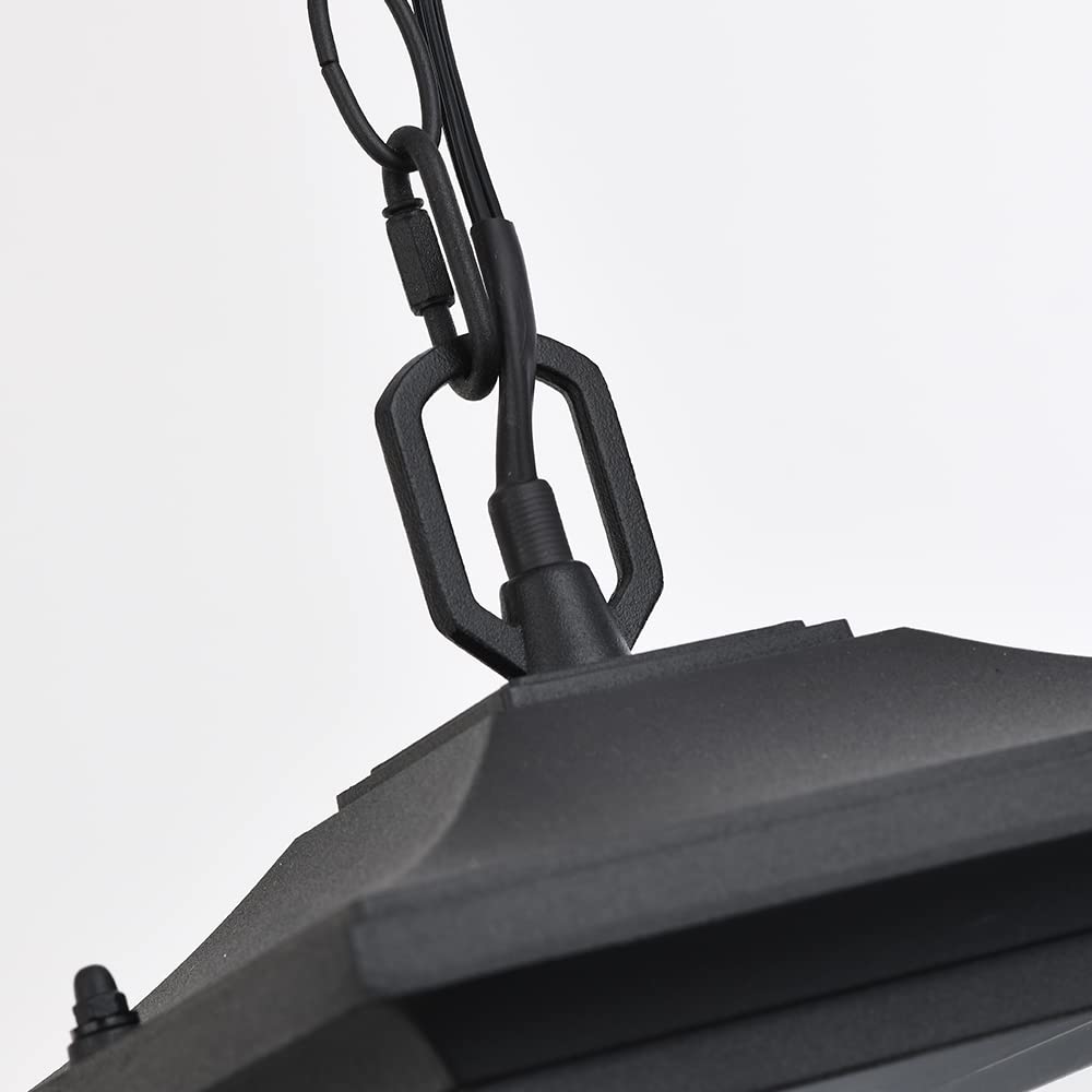 Modern Matte Black Outdoor Pendant Light - 2-Light Exterior Hanging Lantern with Clear Glass for Porch, Patio & Garden Lighting | Weather-Resistant & Stylish Design