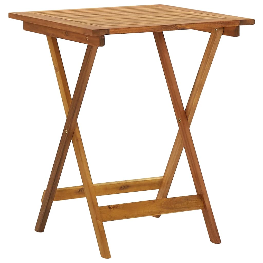 FAMIROSA 23.6 Inch Square Folding Patio Table - Solid Acacia Wood Outdoor Dining Table for Garden, Balcony, Deck & Backyard - Compact Foldable Design for Small Spaces
