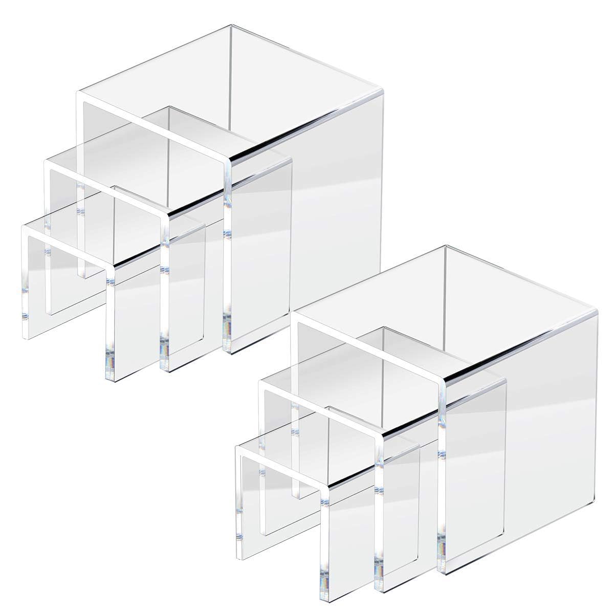 2 Sets Clear Acrylic Display Risers for Funko POP Figures, Jewelry, Cupcakes & Candy | 3