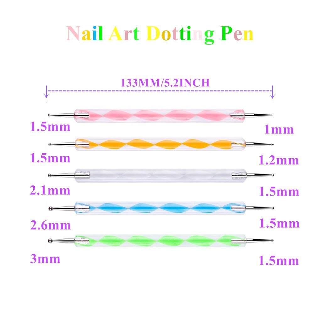Belicia 5-Piece Dual-Ended Dotting Pen Set for Nail Art – Professional Dotting Tools for Manicure, Nail Design & Dot Painting | Perfect for DIY Nail Art, Salon Use & Home Manicures