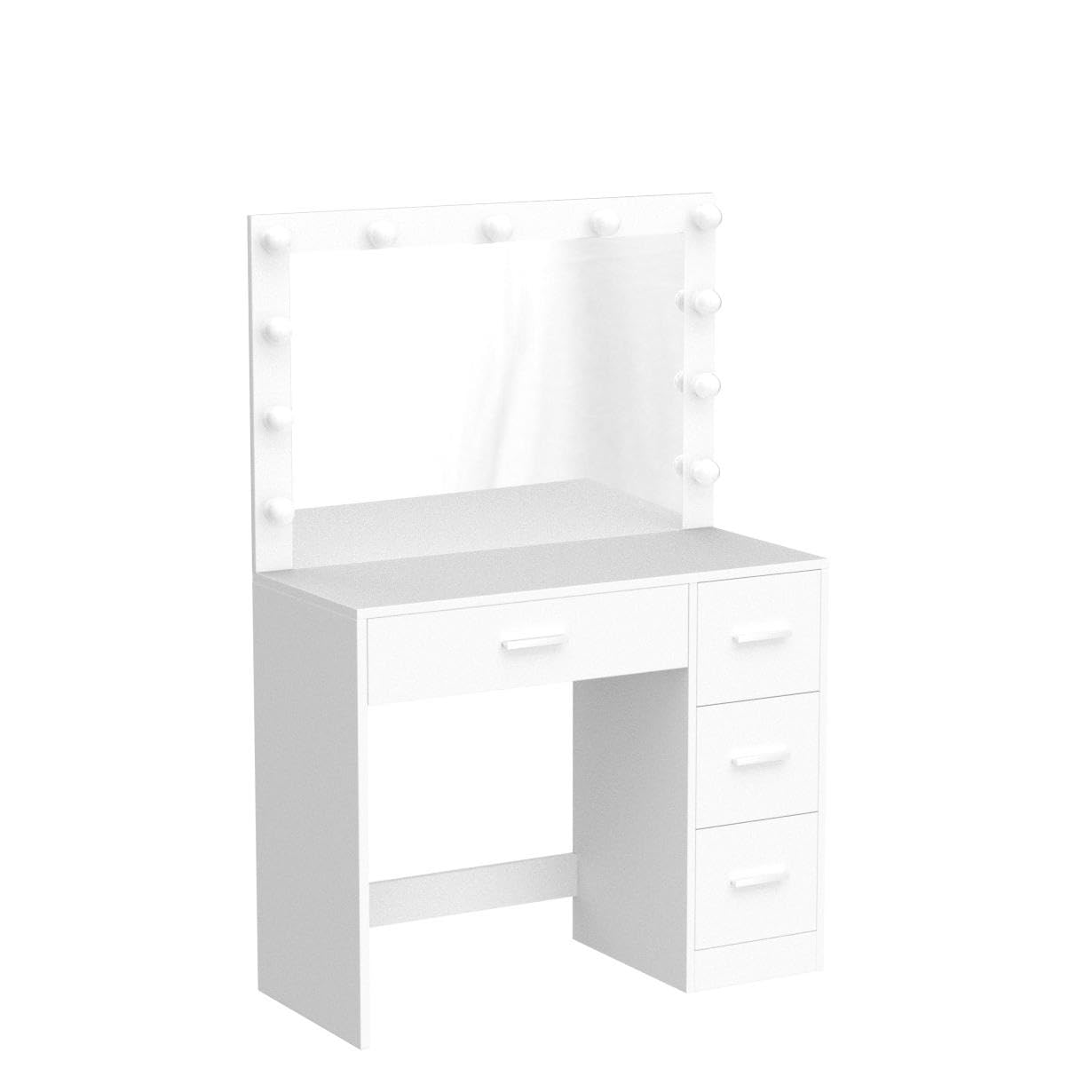 Irontar Makeup Vanity Table with Large Mirror & 11 Adjustable LED Lights, White Dressing Desk with 4 Drawers - Perfect Bedroom Vanity for Women | Ideal for Makeup Application, Skincare Routine & Home Decor