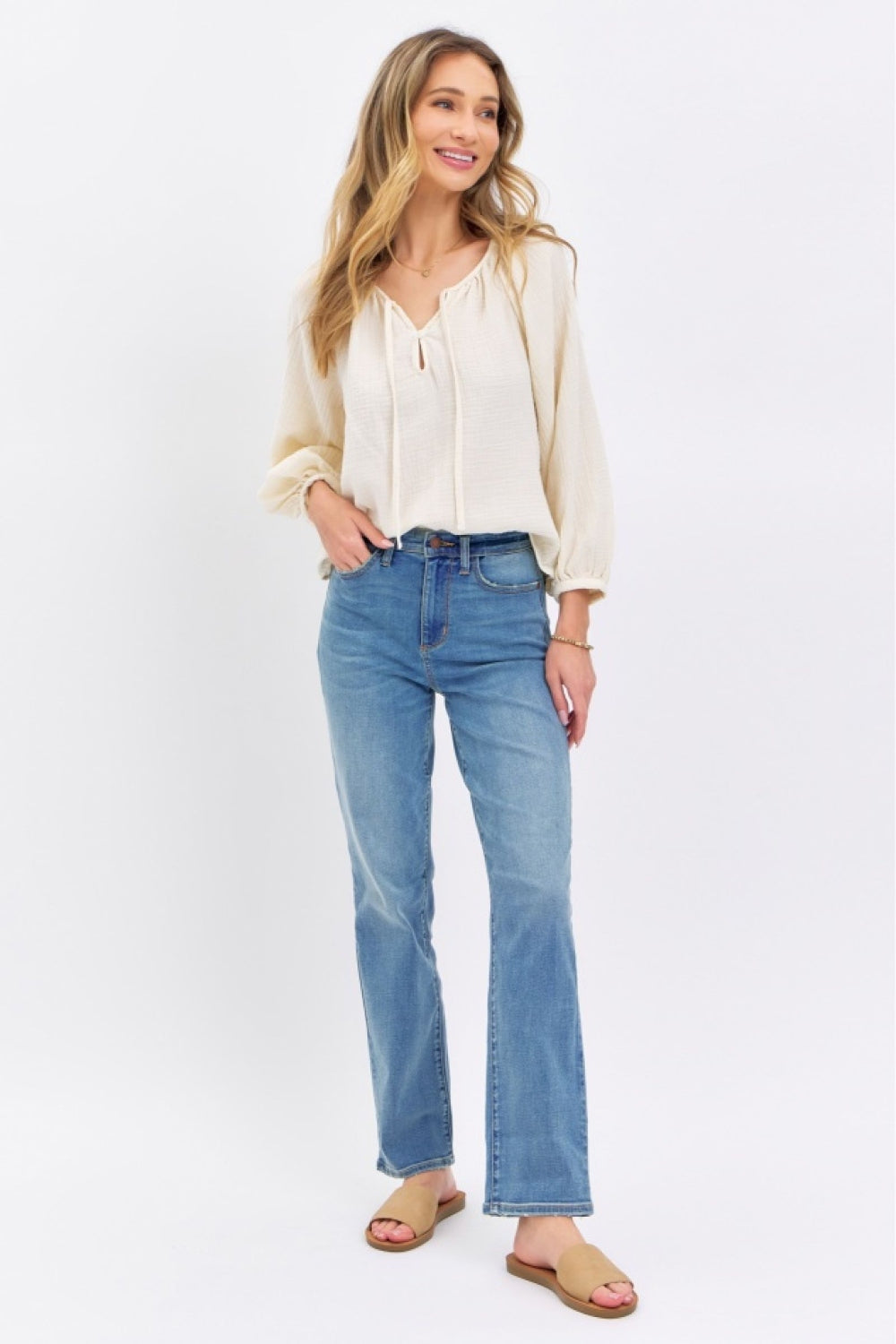 Judy Blue Women's High Waist Straight Leg Jeans - Classic Denim Pants for Casual Wear, Office & Everyday Comfort