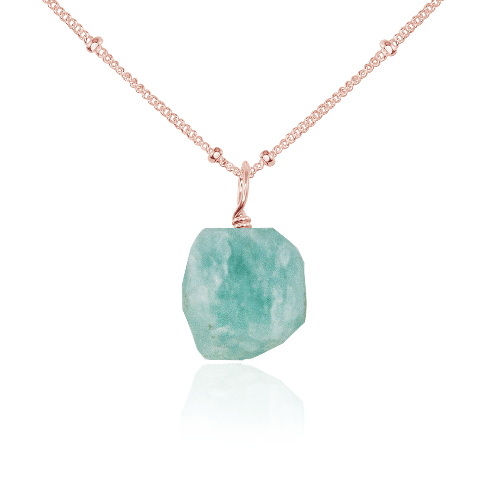 Natural Amazonite Crystal Pendant Necklace - Healing Stone Jewelry for Women, Chakra Balancing & Spiritual Protection | Perfect for Meditation, Yoga & Everyday Wear