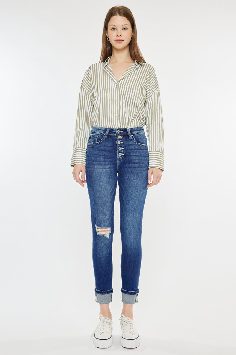 Sparrow High Rise Cigarette Leg Jeans for Women - Slim Fit Stretch Denim Pants - Perfect for Work, Casual Outfits & Night Out