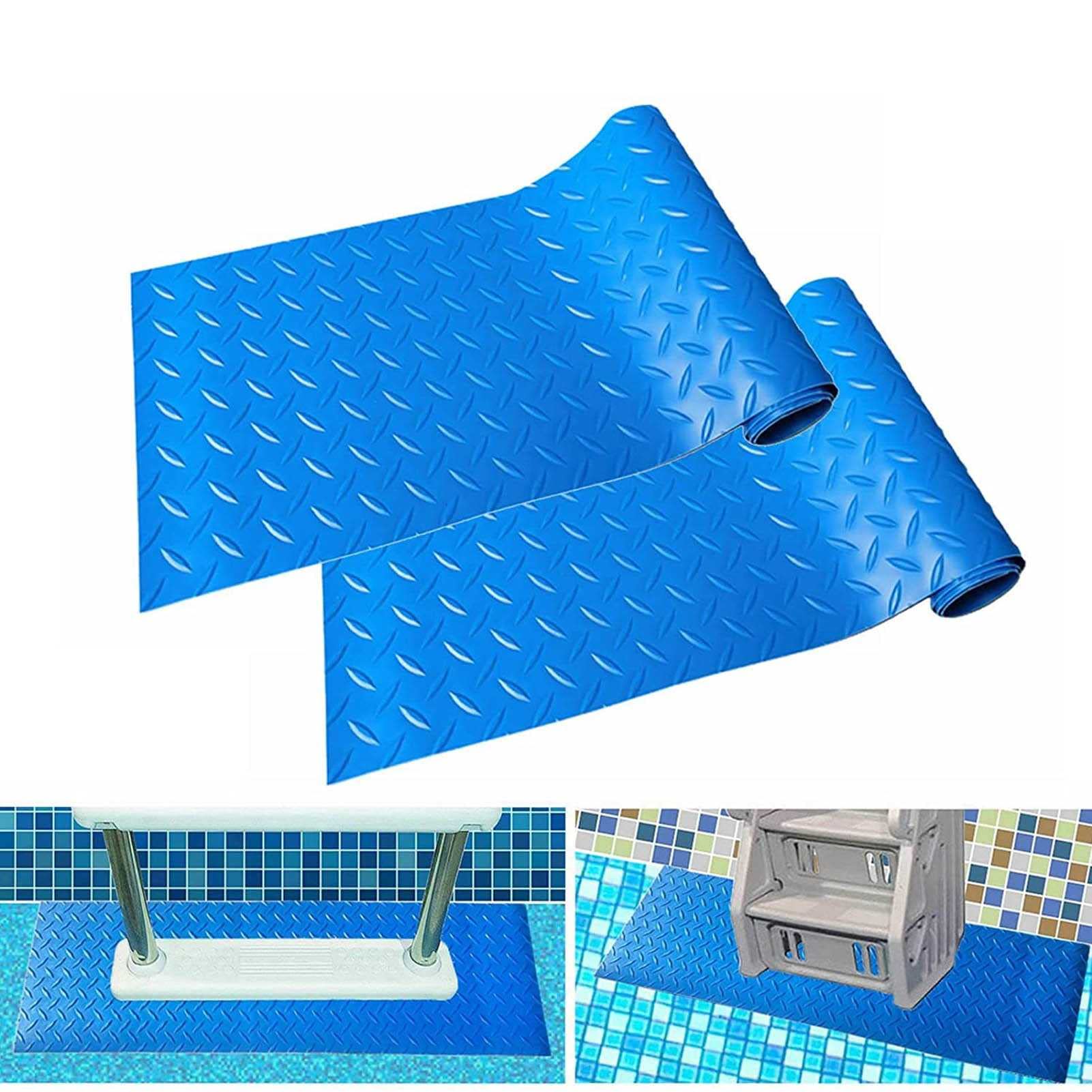 SHENGMEI 2 Rolls Non-Slip Pool Ladder Mat, Anti-Slip Swimming Pool Step Pad with Safety Texture, Durable Ladder Protection for Inground/Above Ground Pools, Spas, and Deck Stairs