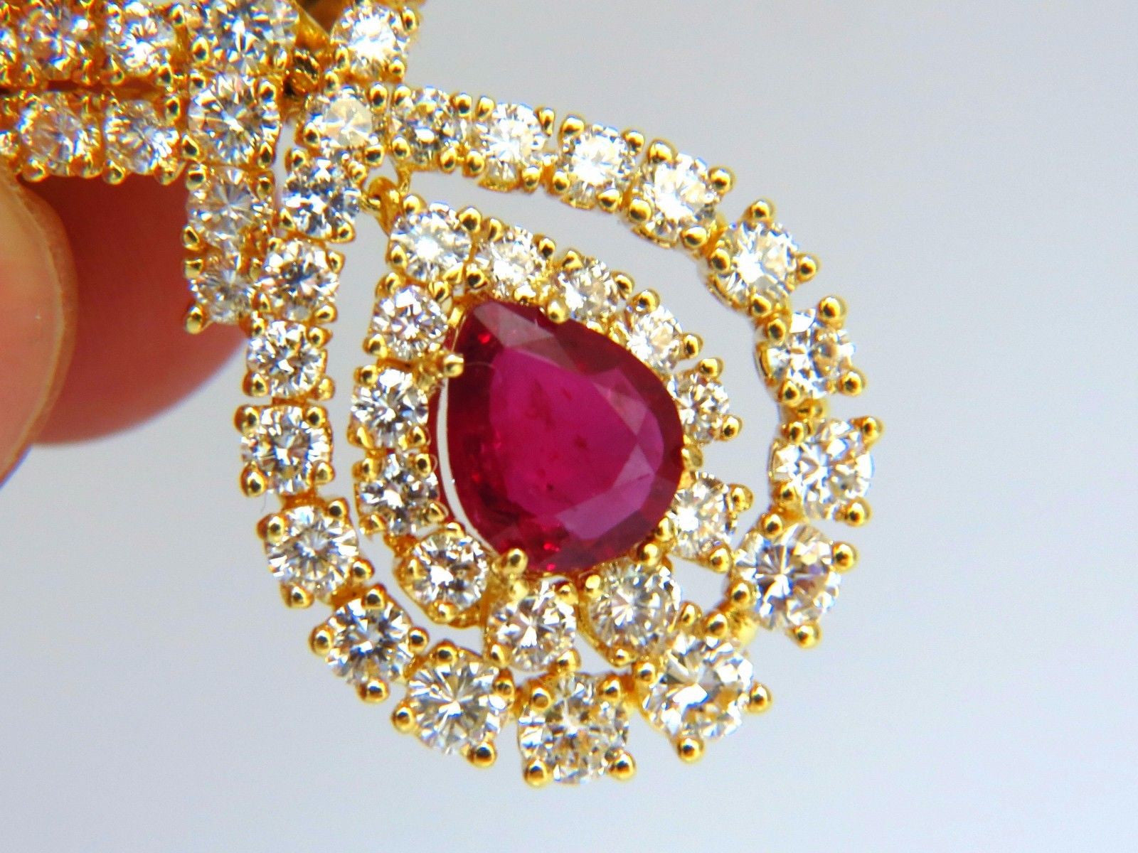 18.96ct GIA Certified Natural Red Ruby & Diamond Dangle Earrings in 18K Gold - Elegant Statement Jewelry for Weddings, Parties & Special Occasions