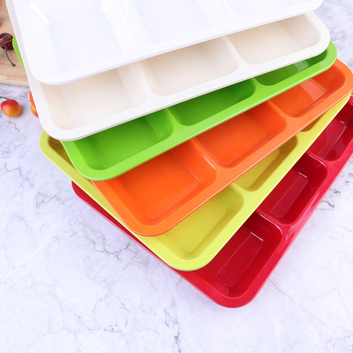 DOITOOL Divided Dinner Plate - Plastic Portion Control Plate with Separators for Healthy Eating, Diet & Meal Prep - Microwave Safe Rectangular Dish for Kitchen, Office & Dorm Use