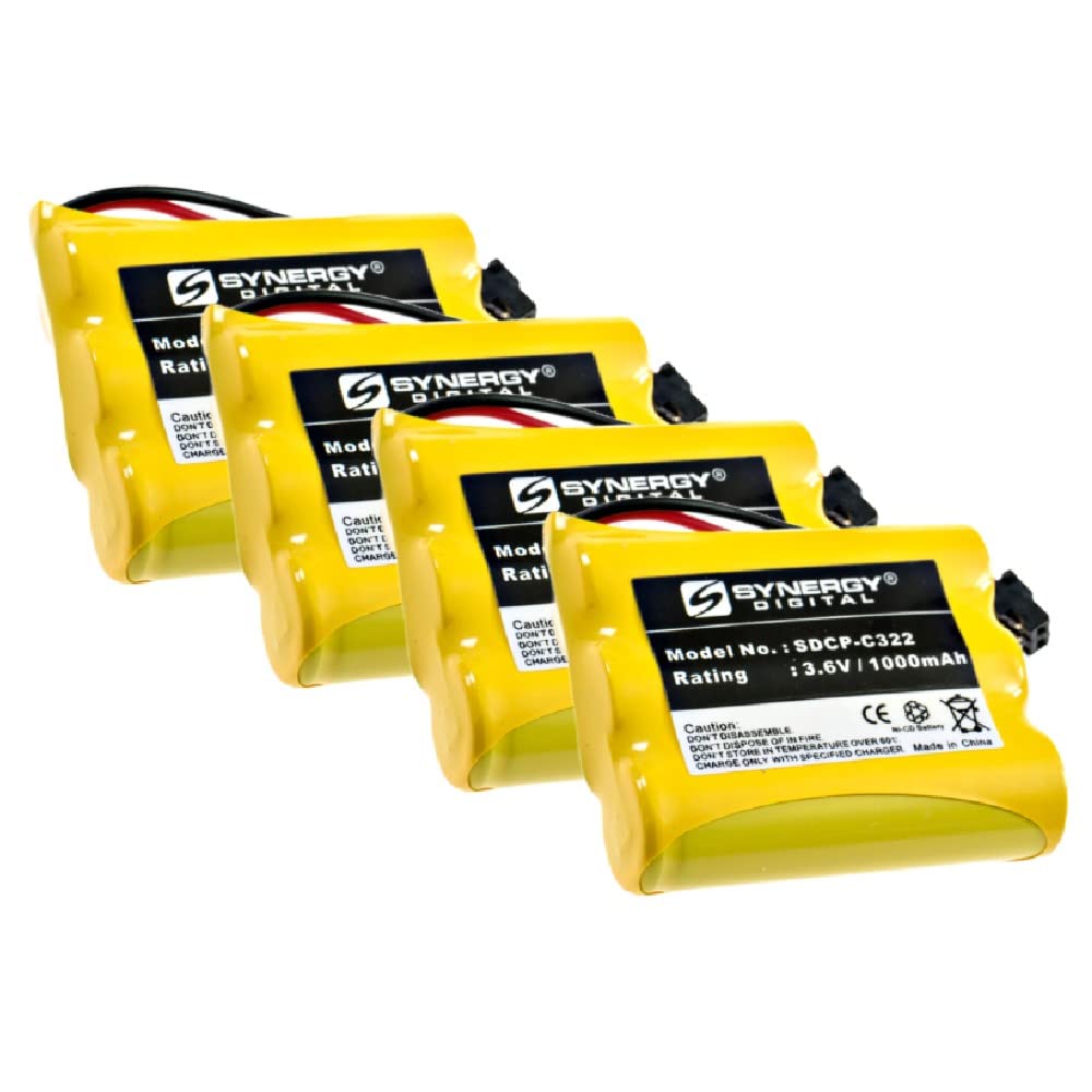 Synergy Digital Cordless Phone Battery - 4 Pack SDCP-C322 Replacement Batteries Compatible with AT&T Lucent 24032X - Perfect for Home & Office Cordless Phones