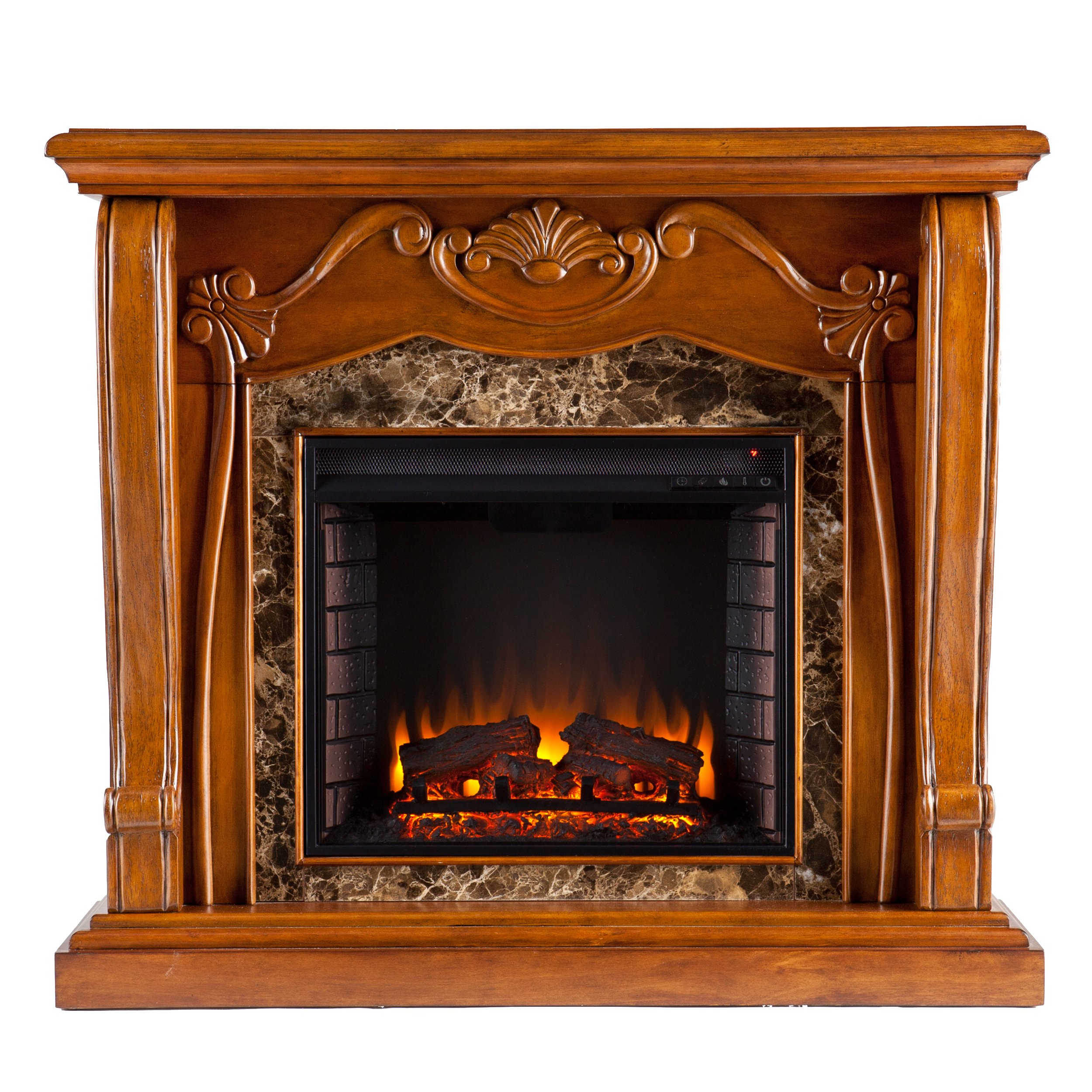 Cardona Electric Fireplace Heater - Realistic Walnut Finish, 1500W, Remote Control - Perfect for Living Room, Bedroom & Office Warmth