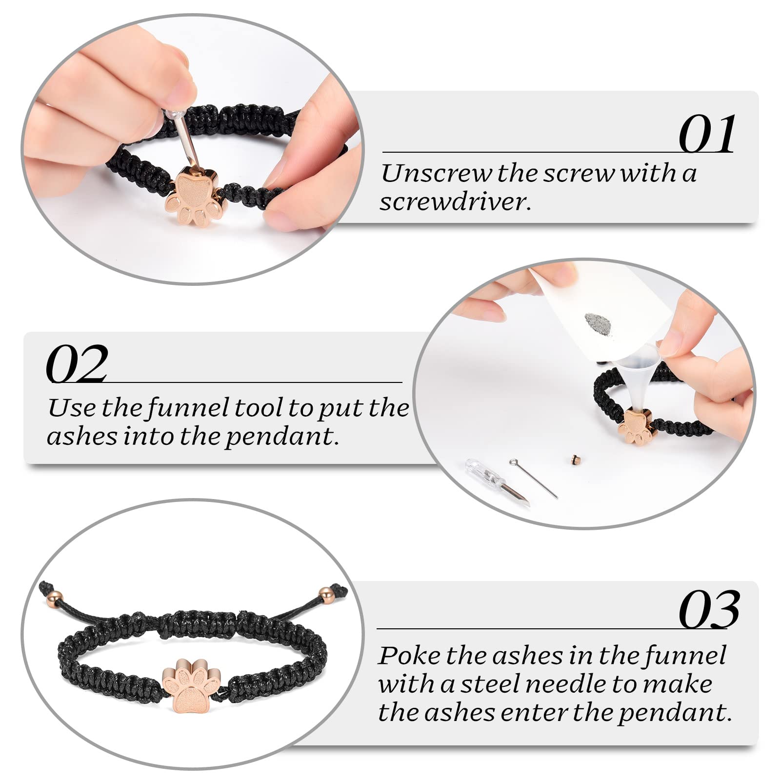 Pet Cremation Bracelet - Stainless Steel Paw Pendant for Ashes | Memorial Jewelry for Grieving