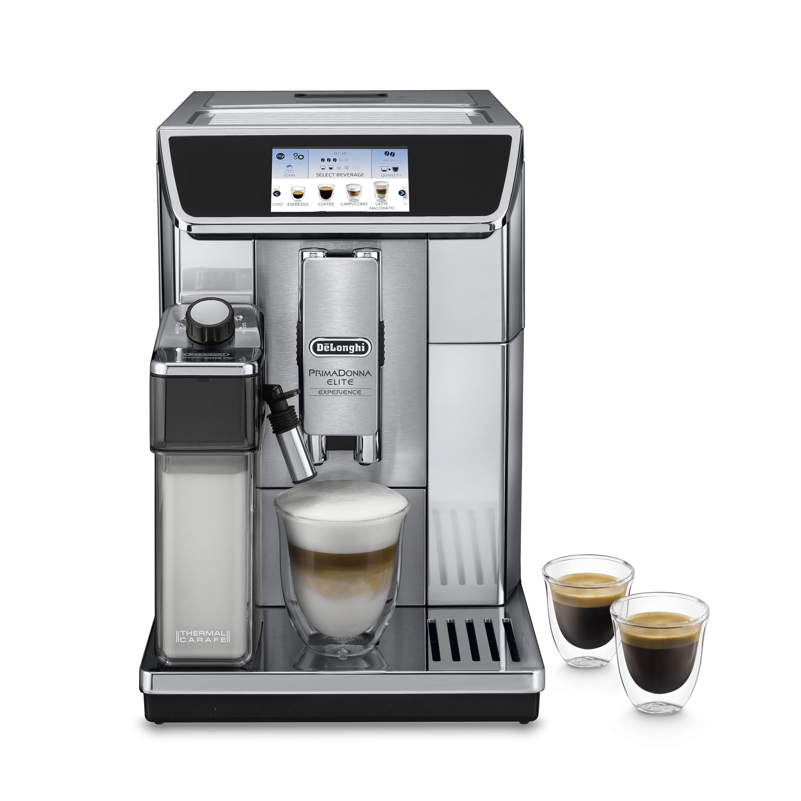 De'Longhi PrimaDonna Elite Experience ECAM650.85.MS Automatic Coffee Machine - 1L Stainless Steel Espresso & Cappuccino Maker with Silver Metal Finish | Perfect for Home, Office & Coffee Shops