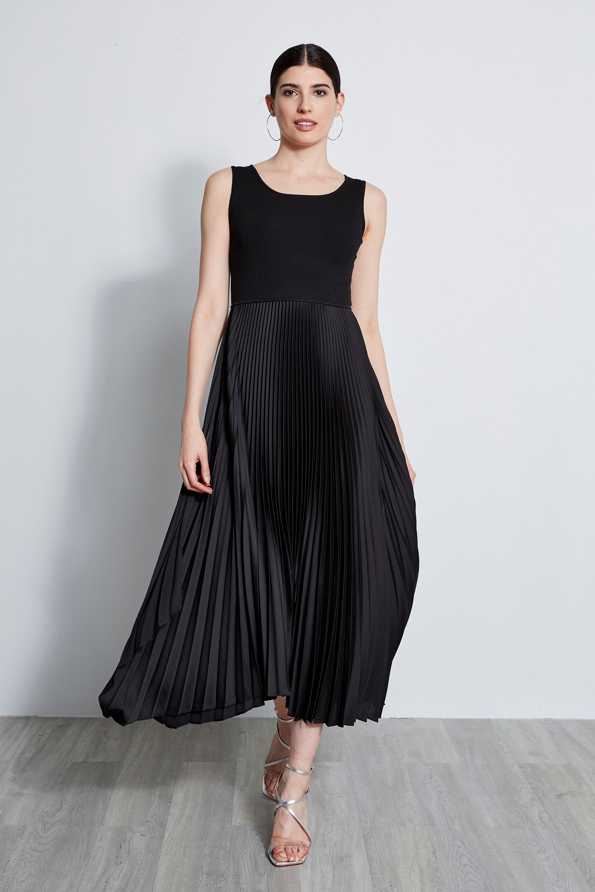 Elegant Pleated Midi Dress for Women - Flowy A-Line Skirt with Pockets - Perfect for Office, Date Night & Summer Outfits