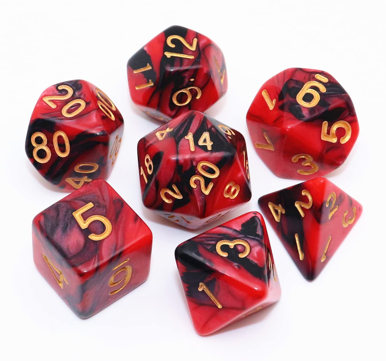Premium Red & Black Polyhedral Dice Set for Dungeons & Dragons - 7-Piece DND RPG Dice with Sharp Edges - Perfect for Tabletop Gaming, D&D Campaigns & Role Playing Adventures