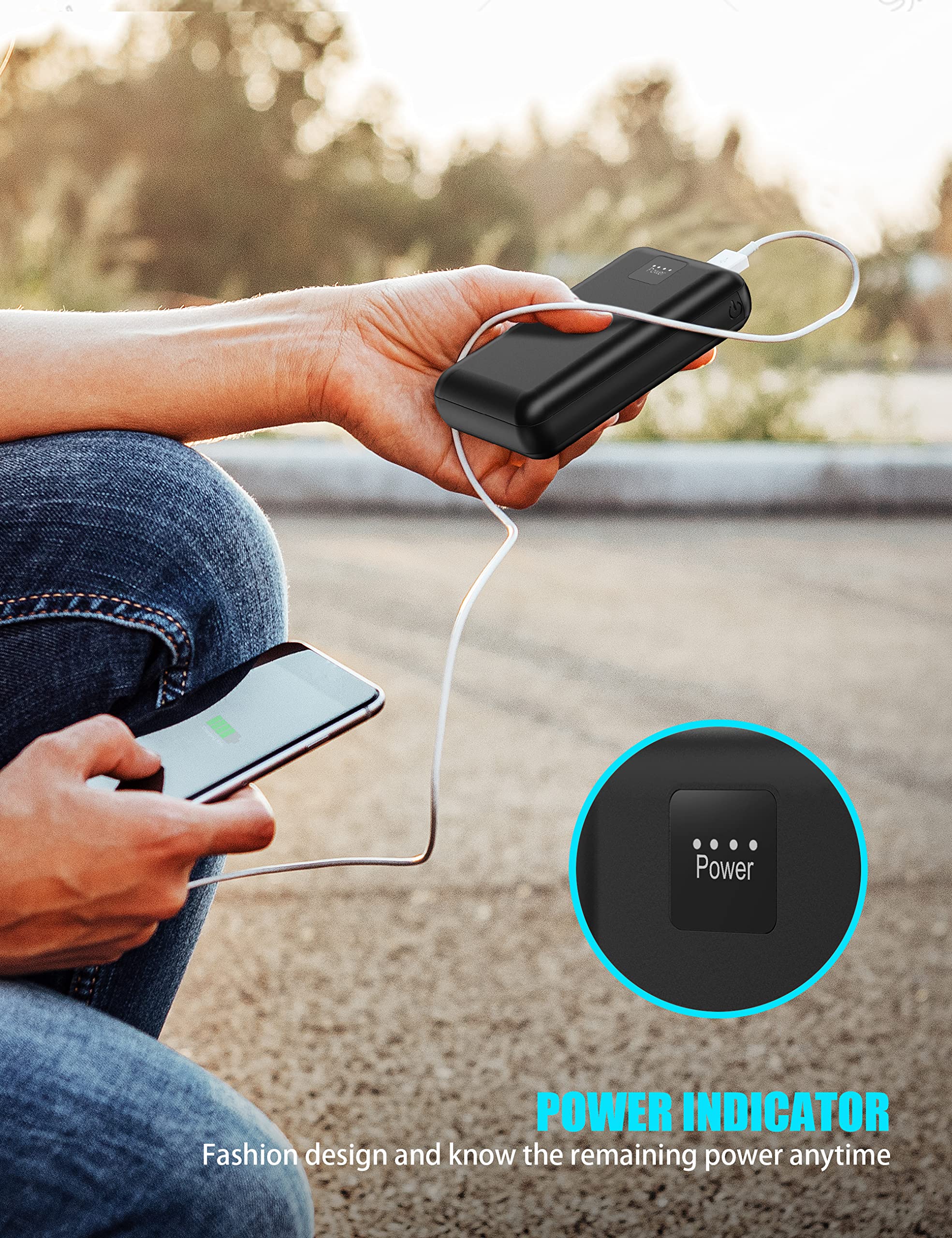 16000mAh Rechargeable Power Bank with Fast Charging - Dual USB A & USB C Ports for iPhone, Android, iPad - Perfect for Travel, Camping & Emergency Backup