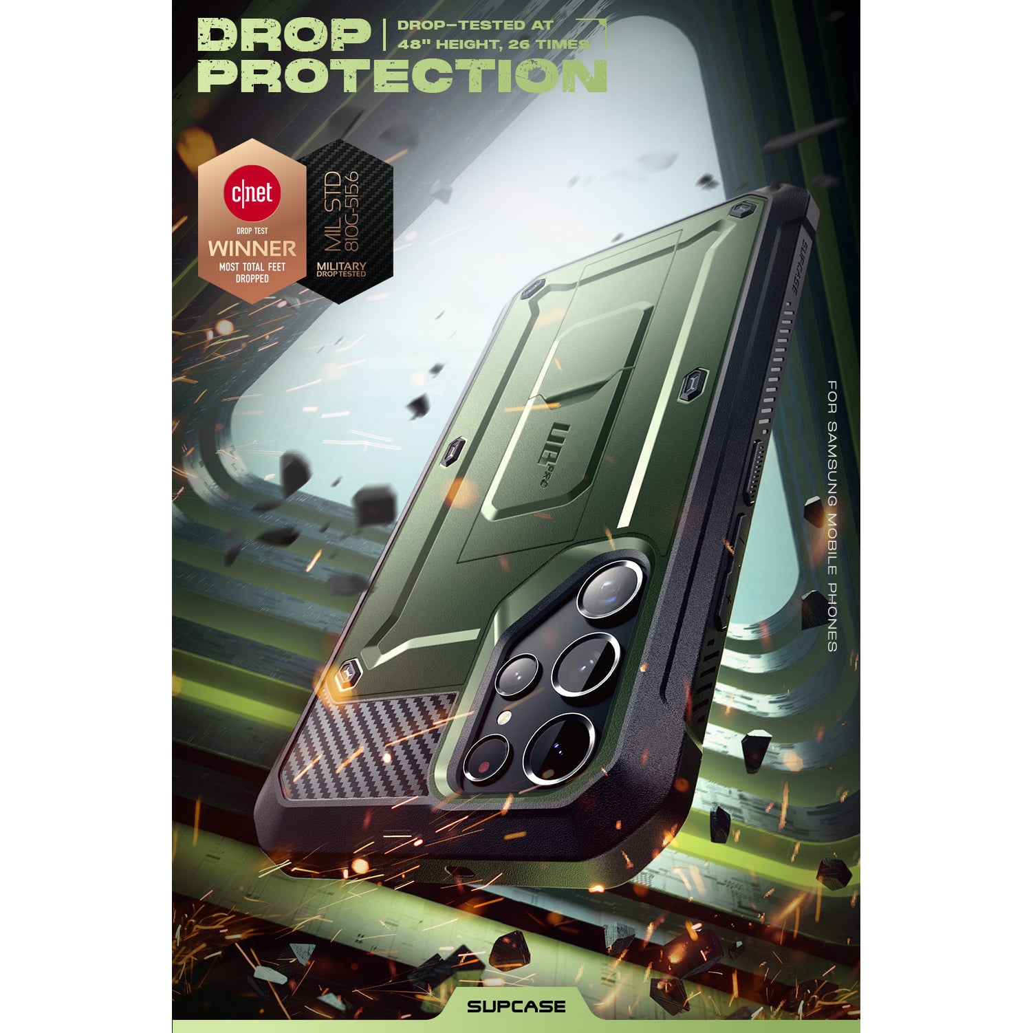 Samsung Galaxy S22 Ultra Unicorn Beetle Pro Case - Heavy Duty Rugged Protective Cover with Shock Absorption, Dark Green - Perfect for Outdoor Adventures, Construction Work & Extreme Sports
