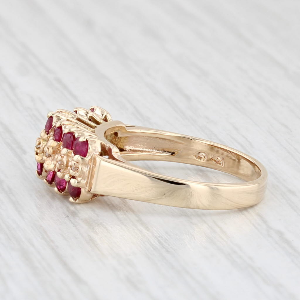 0.62 Carat Total Weight (CTW) Tiered Ruby Ring in 14K Yellow Gold - Size 6.5, Stackable Band for Women - Perfect for Layering, Anniversary Gifts & Everyday Elegance