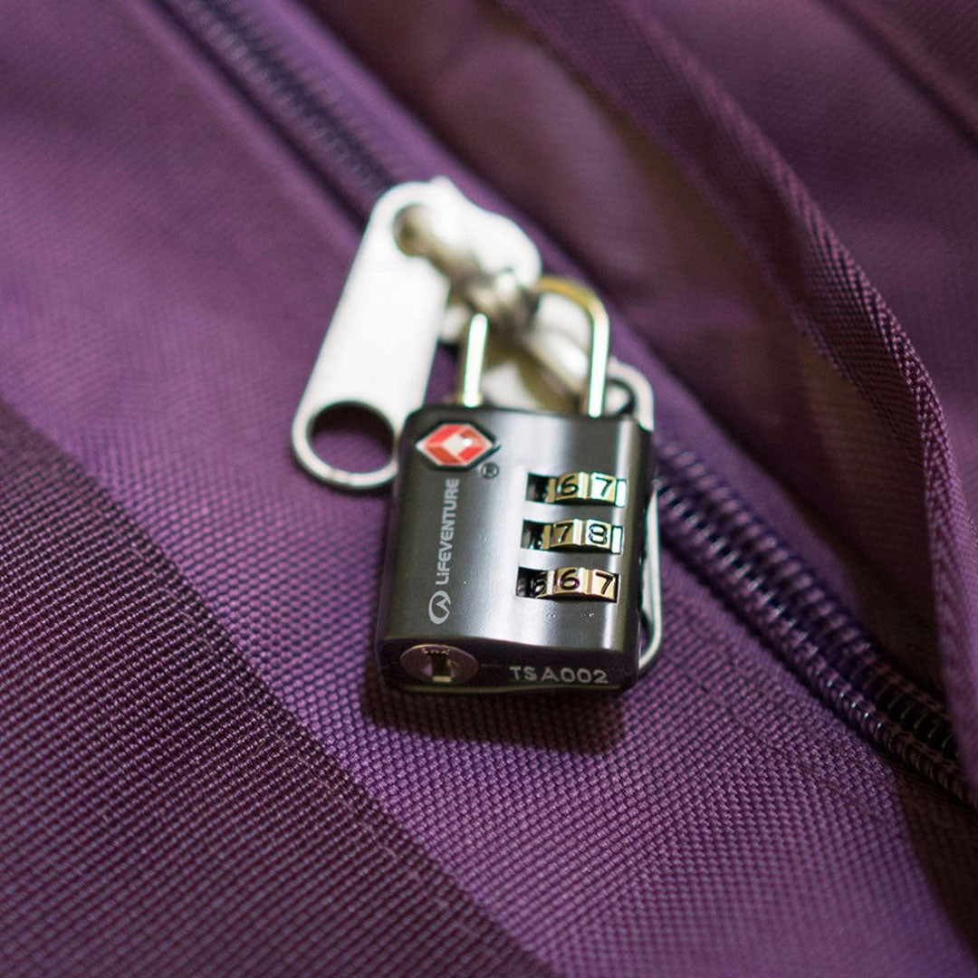Lifeventure TSA Approved 3-Dial Combination Padlock - Secure Luggage, Backpacks & Gym Lockers for Travel & Daily Use