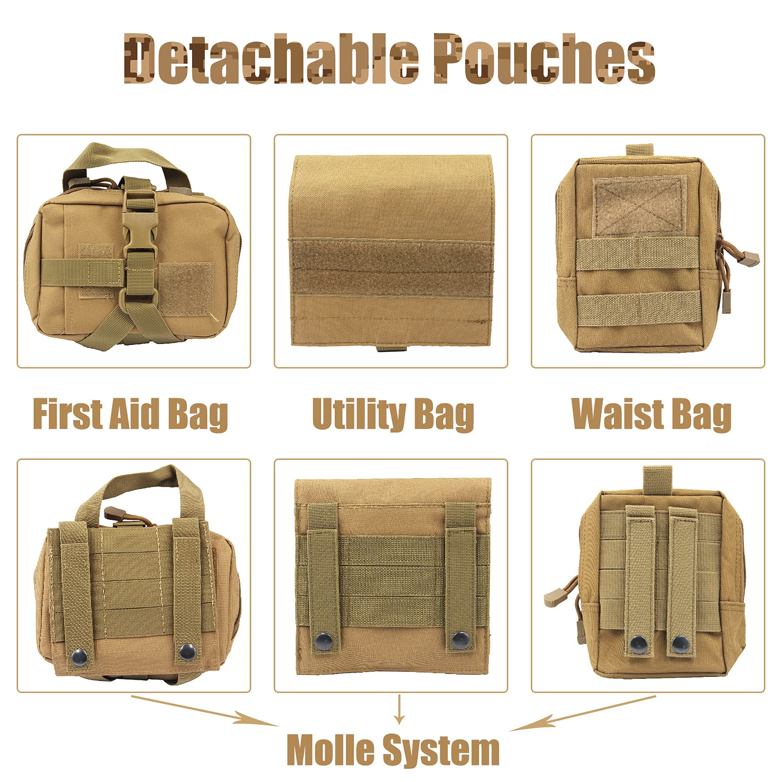 Tactical Dog Harness with Pouches - Adjustable Military Vest for Large & Medium Dogs | Hook & Loop Panels, Handle & No-Pull Design | Perfect for Walking, Hiking, Training & Service Dogs
