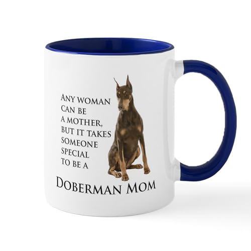 White/Navy Inside - Doberman Mom Mugs