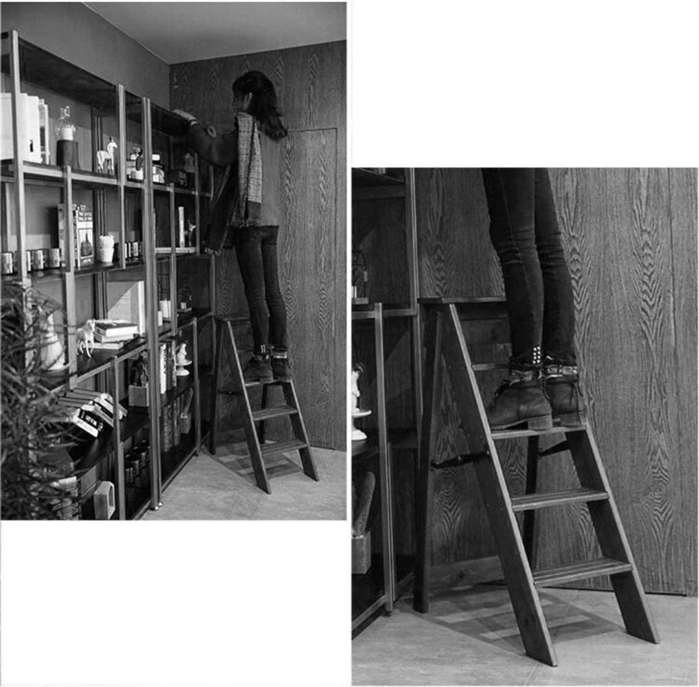 Foldable Wooden Step Stool with 5 Steps - Multifunctional Ladder Stool for Home, Kitchen, Bathroom & Indoor Use - Non-Slip Safety Climbing Stool for Kids and Adults