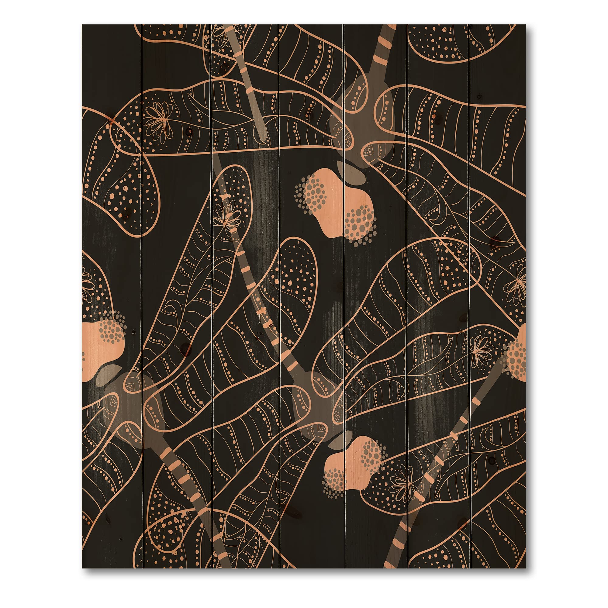DesignQ Folk Art Dragonflies Bohemian Wood Wall Decor - Large Eclectic Wood Wall Art Panels Printed on Natural Pine - Perfect for Living Room, Bedroom & Office Decor