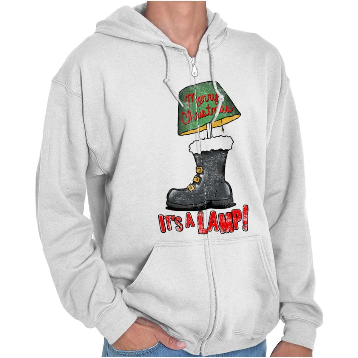 Christmas Lamp Zip Up Hoodie for Men & Women - Cozy Holiday Sweatshirt with Festive Light Design | Perfect for Xmas Parties, Gifts & Winter Outfits