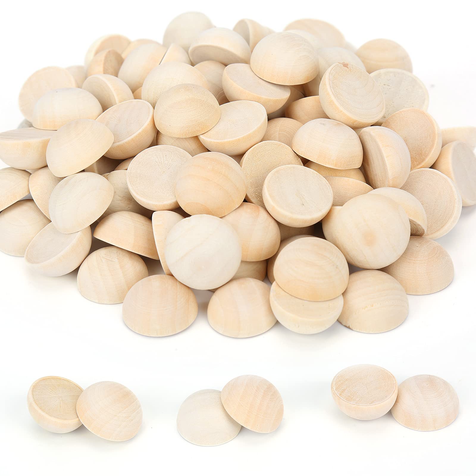 200pcs 20mm Half Wooden Balls Unfinished Natural Wood Beads for DIY Crafts, Painting, Ornaments, Wreaths, Home Decor, Table Centerpieces, Christmas Tree Decorations, and Kids Art Projects