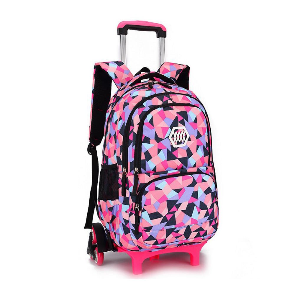 Rolling Backpack for Girls - Waterproof Trolley School Bag with 6 Wheels & Stair-Climbing Design, Black | Perfect for School, Travel & Outdoor Adventures