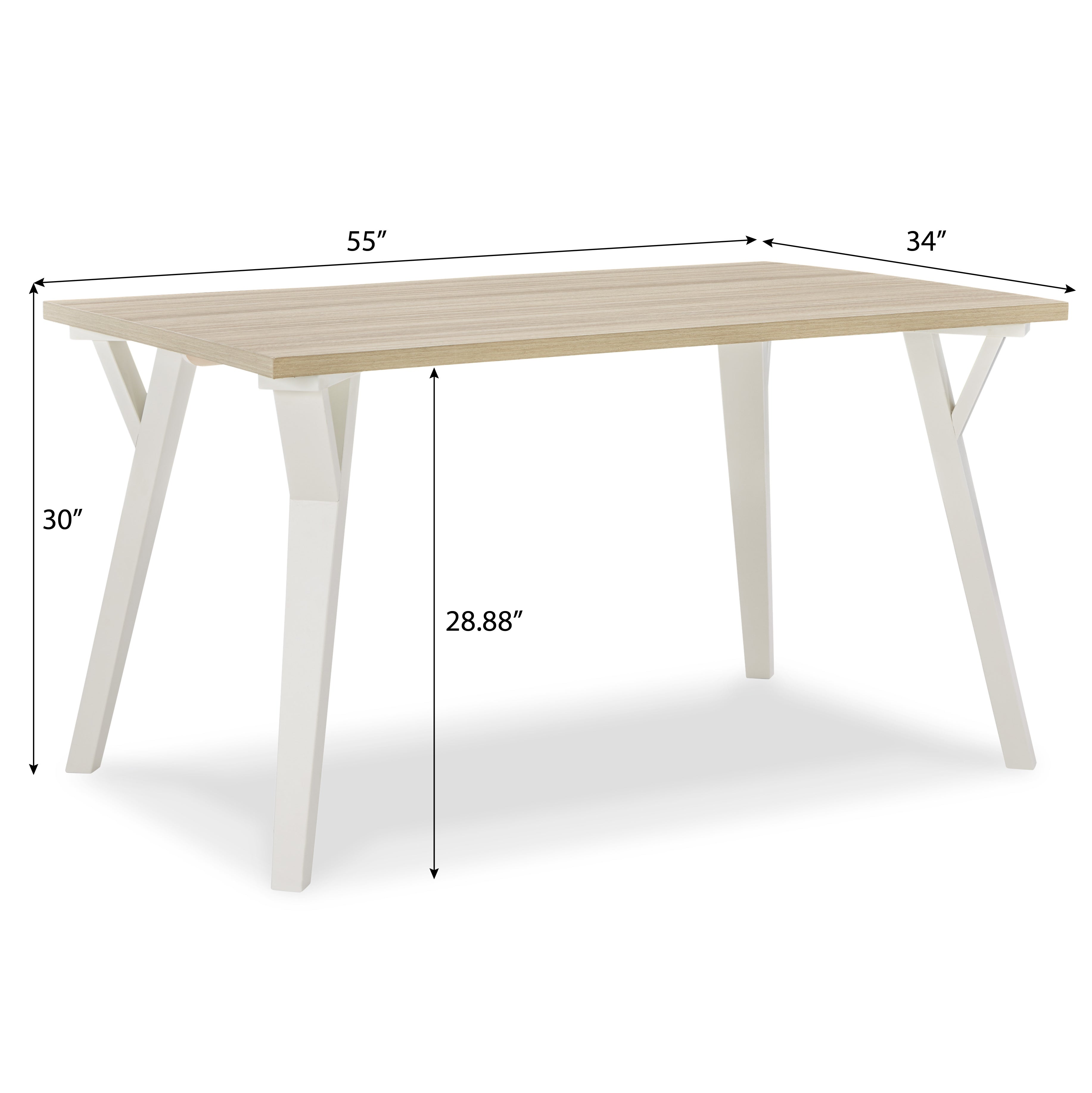 Roundhill Furniture Alwynn 5-Piece Dining Set - White & Natural Wood Dining Table with 4 Windsor Chairs for Kitchen, Dining Room & Small Spaces