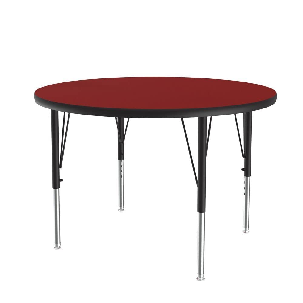 Correll 36-Inch Round Adjustable Height Classroom Table (19-29 Inches) - Durable Red High-Pressure Laminate Top - Made in USA - Perfect for Schools, Daycares & Learning Centers