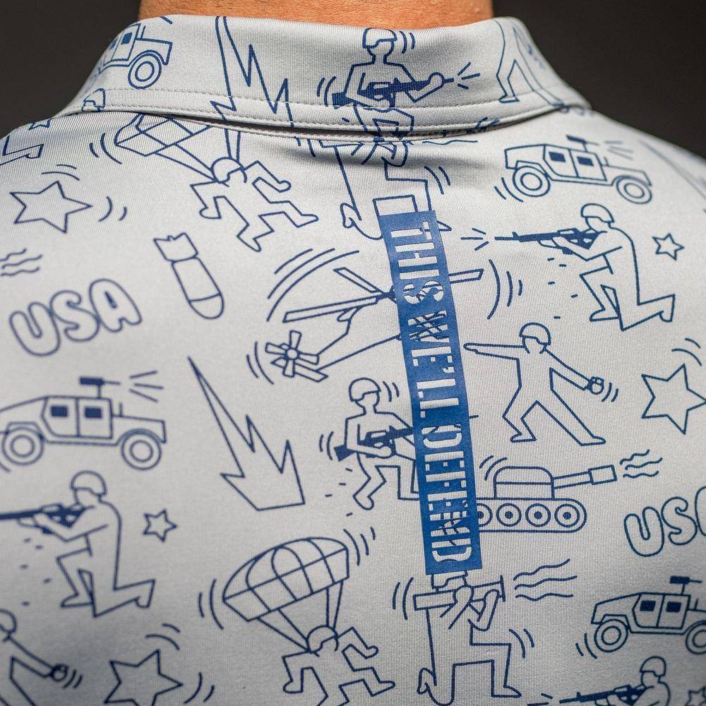 Men's Military Pop Art Polo Shirt - Stylish Casual Wear for Outdoor Activities & Everyday Fashion
