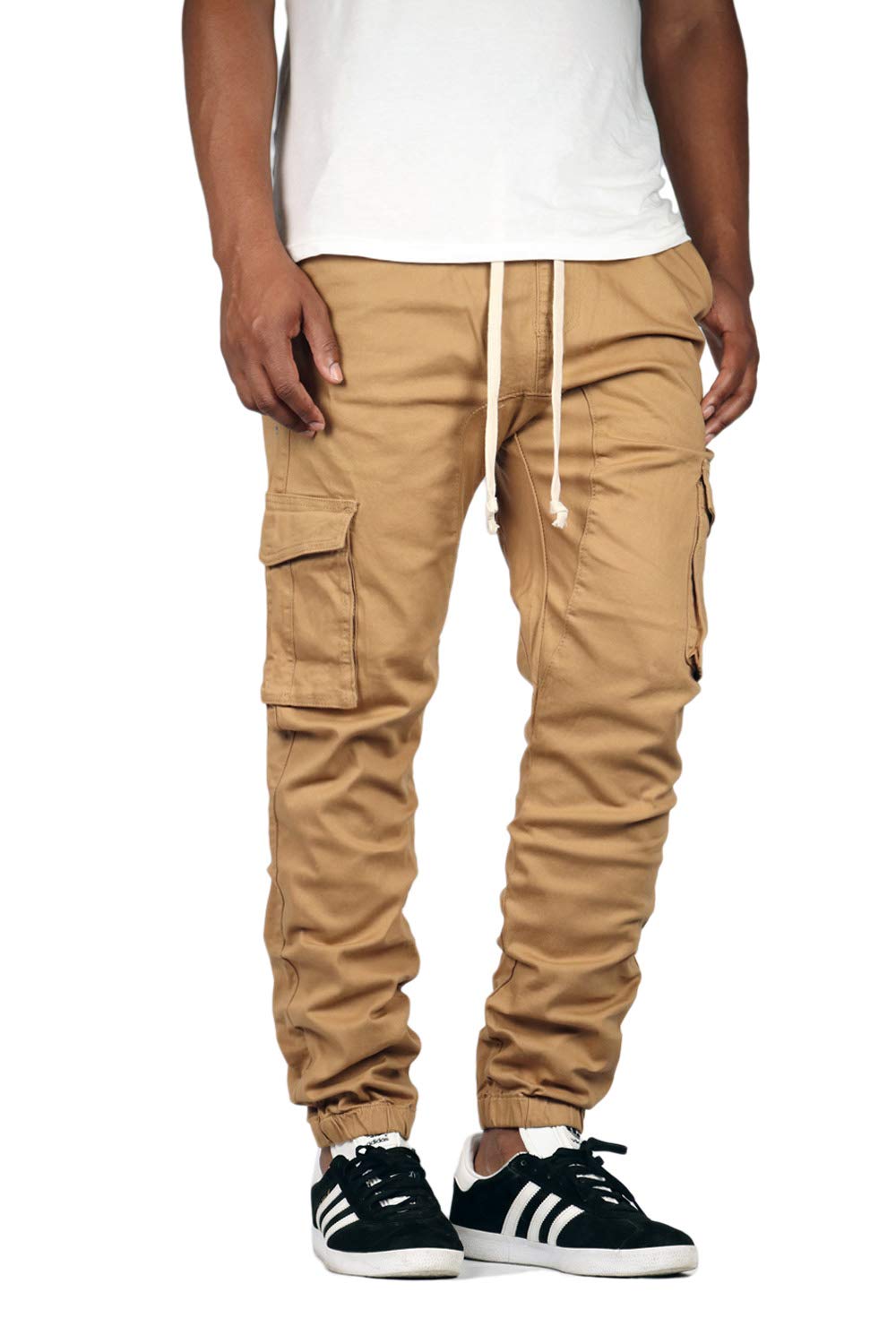 Mersenne Men's Twill Cargo Jogger Pants - Comfortable Stretch Fit Casual Pants with Multiple Pockets | Perfect for Workout, Hiking, Travel & Everyday Wear