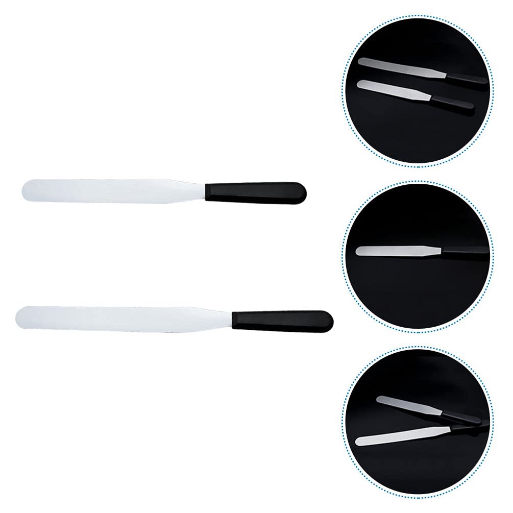 DOITOOL 2-Piece Stainless Steel Cake Spatula Set - Metal Icing Spreader with Plastic Handle for Baking, Cake Decorating, Buttercream Frosting & Cheese Spreading - Perfect for Home Bakers & Professional Kitchen Use
