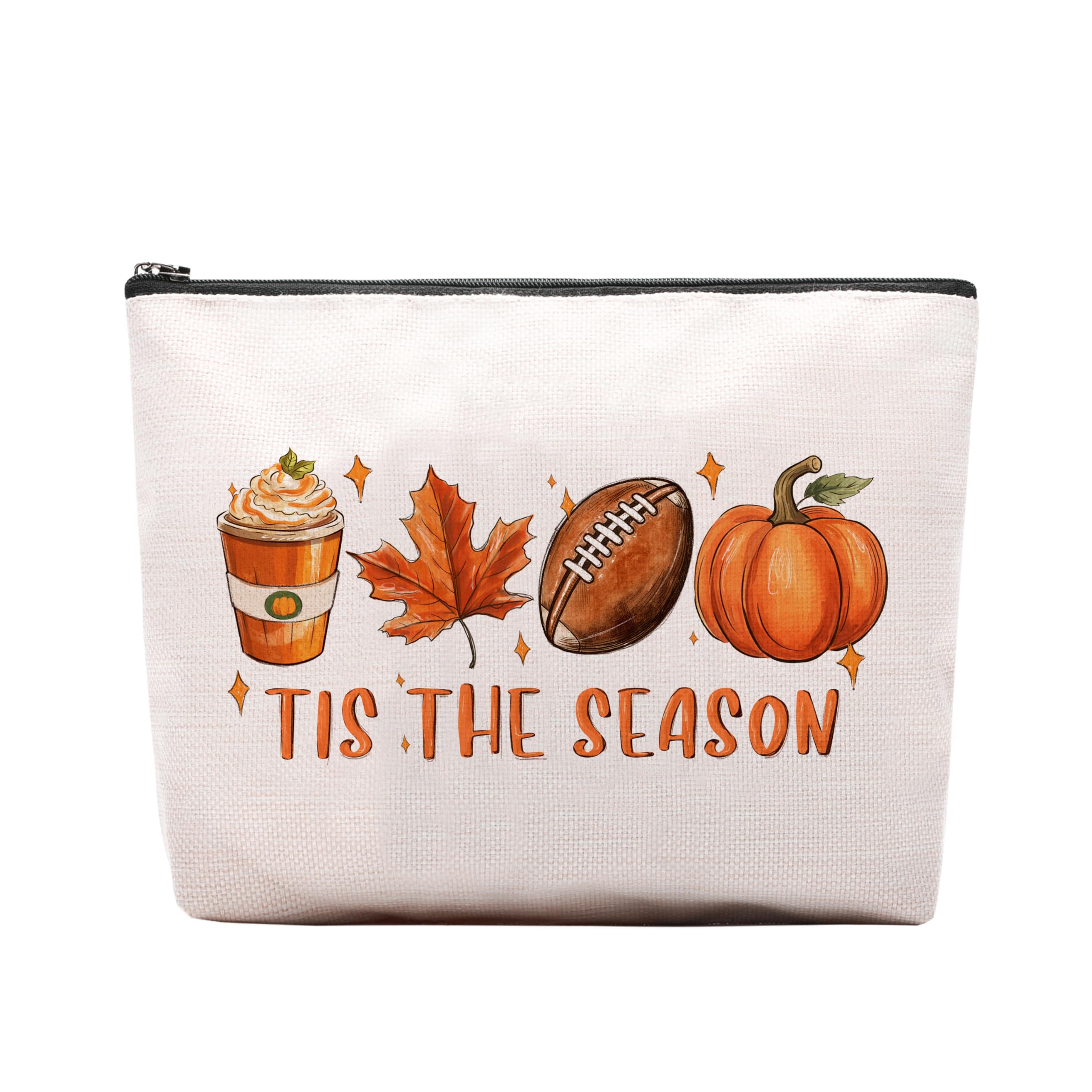 **Pumpkin Fall Decor Makeup Bag | Farmhouse Autumn Cosmetic Pouch for Women | Cute Thanksgiving & Harvest Home Office Decor | Travel & Daily Use**