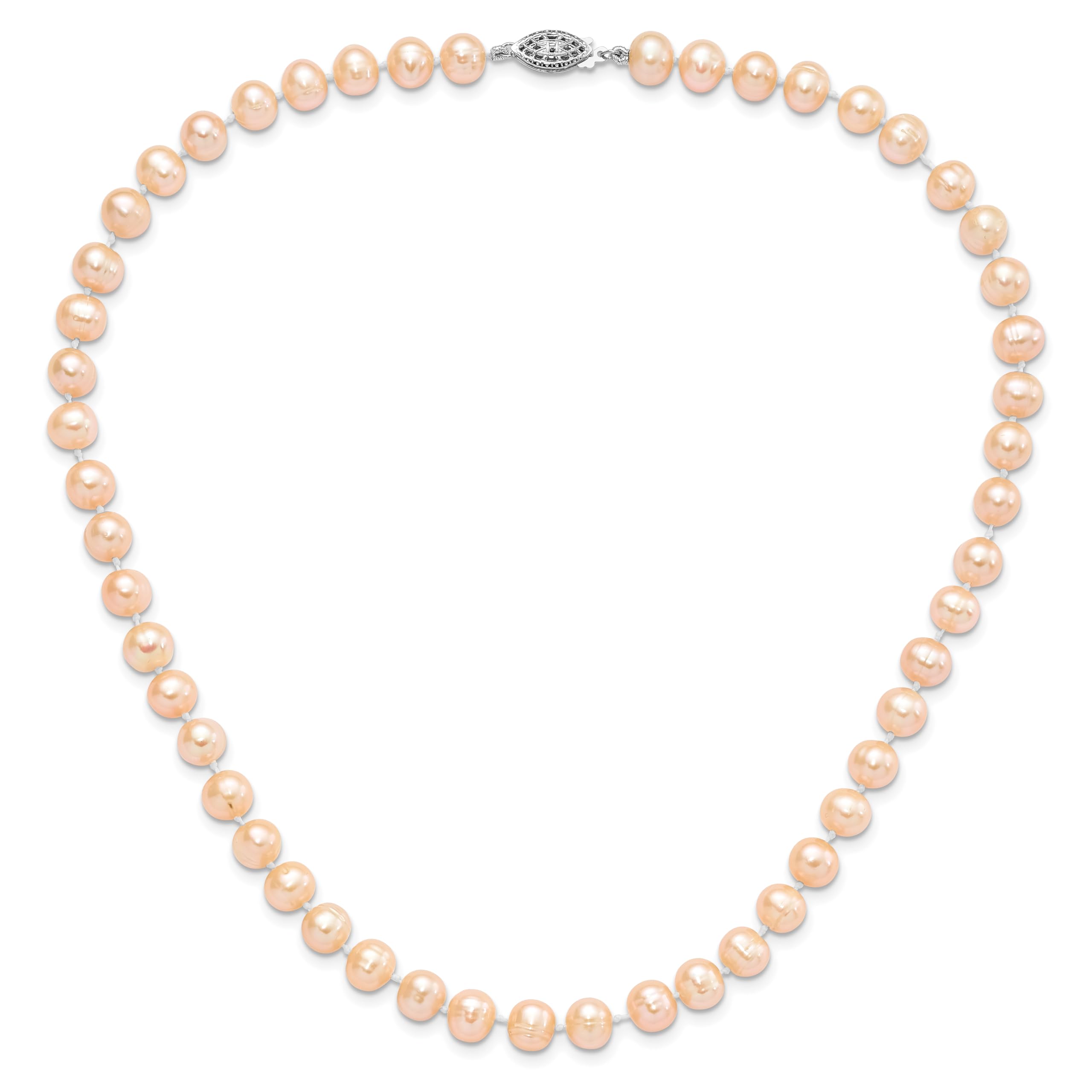 925 Sterling Silver 7mm Pink Freshwater Cultured Pearl Necklace for Women - Elegant Chain Jewelry Gift for Birthday, Anniversary & Valentine's Day