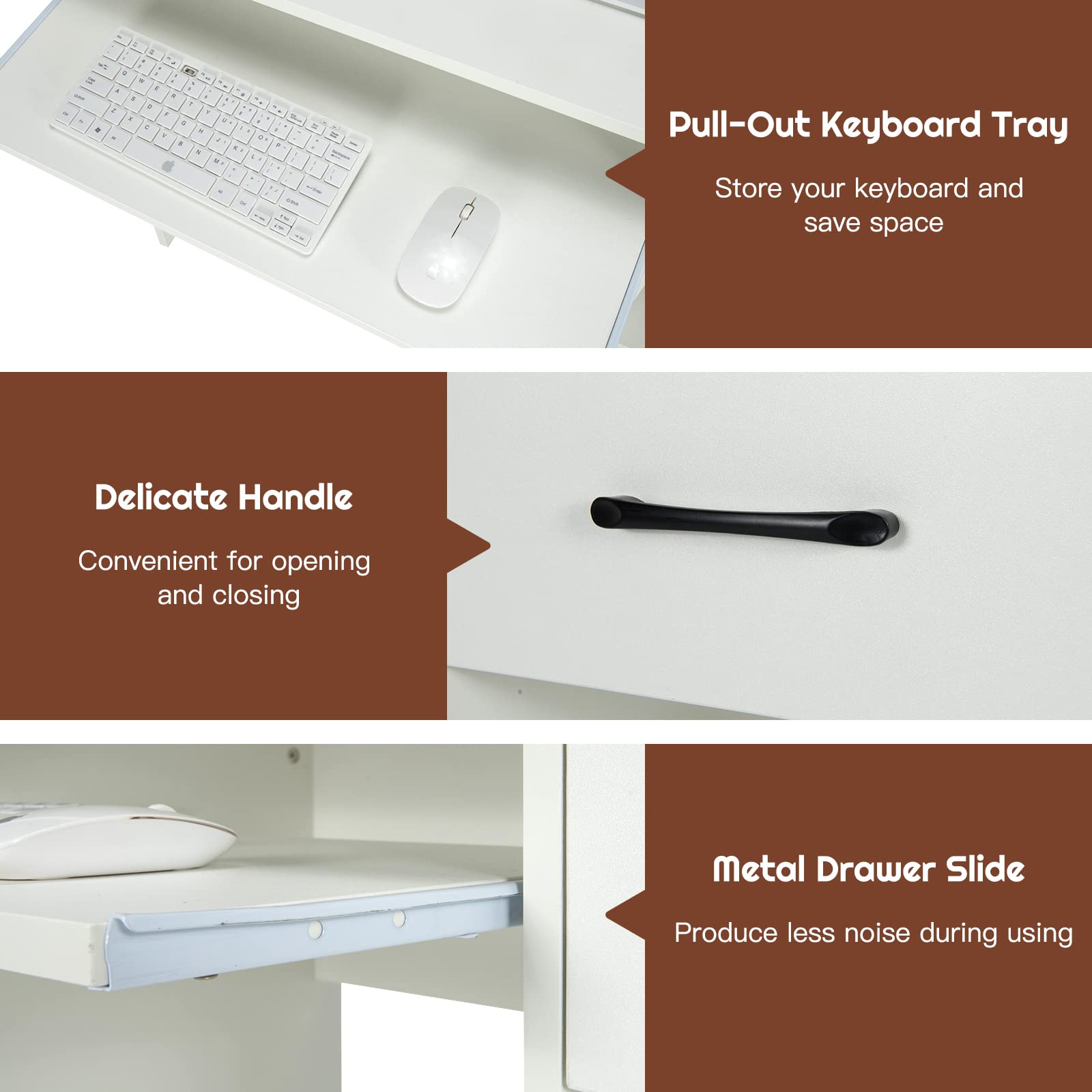 COSTWAY Computer Desk with Hutch - Home Office Desk with Drawer, Adjustable Shelf & Keyboard Tray | Study Writing Desk & Executive Workstation for Living Room, Bedroom & Office (White) | Perfect for Remote Work, Online Classes & Home Office Setup