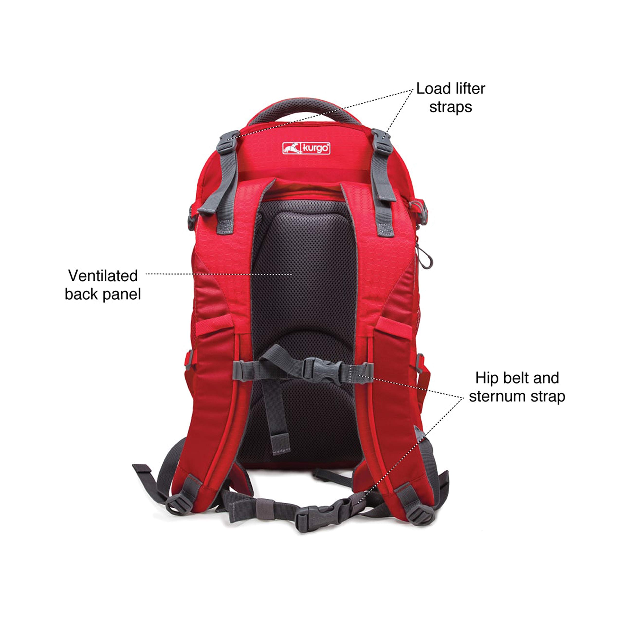 Kurgo G-Train Dog Carrier Backpack for Small Dogs & Cats - Waterproof Pet Travel Backpack for Hiking, Camping, Airplane & Outdoor Adventures - Red - Perfect for Daily Commutes, Vet Visits & Weekend Getaways