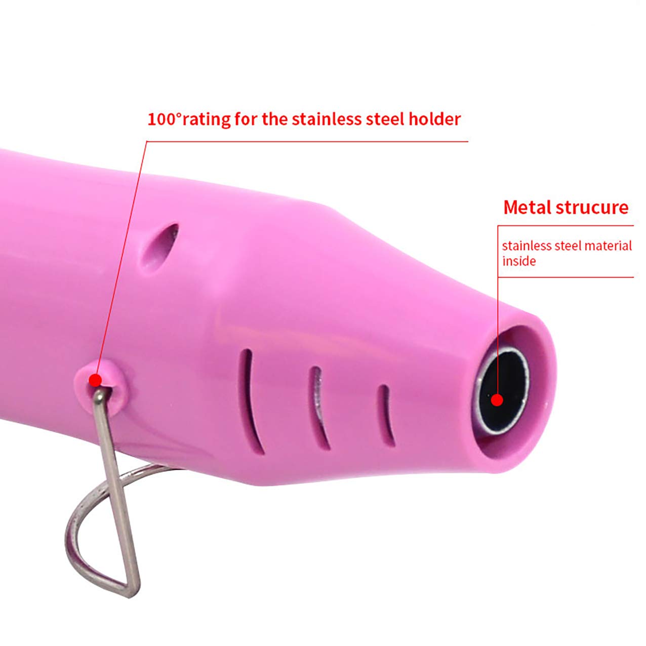 300W Mini Heat Gun for Crafts - 6.6ft Cable Electric Heating Tool for Resin, Acrylic Paint Drying, DIY Projects - Multi-Purpose Nozzle (Rose Color) - Perfect for Jewelry Making, Shrink Wrapping & Home Repairs
