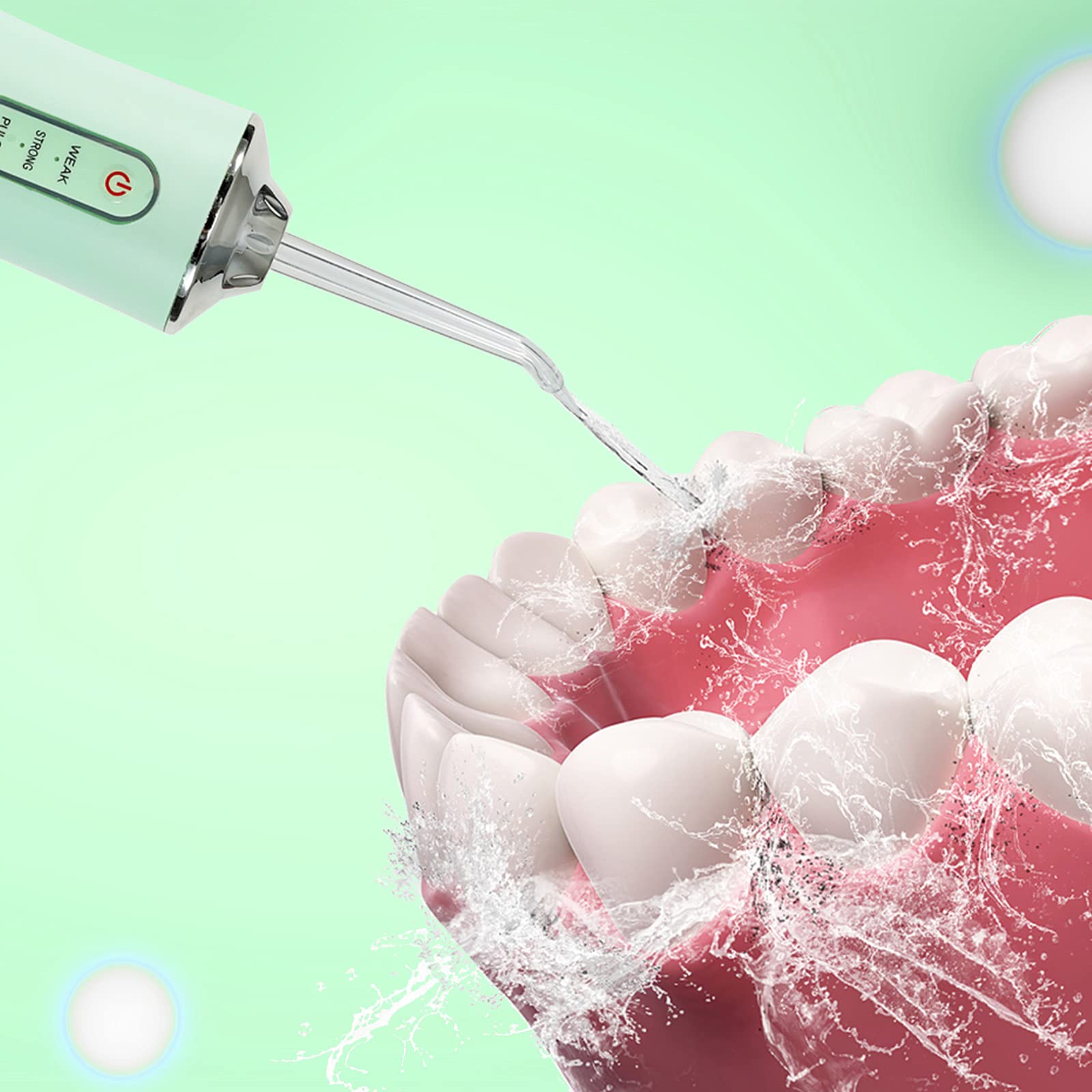 Professional Cordless Water Flosser for Teeth - Electric Dental Oral Irrigator with 4 Jet Tips, DIY Mode, IPX7 Waterproof, Rechargeable & Portable | Perfect for Home Use & Travel (Green)