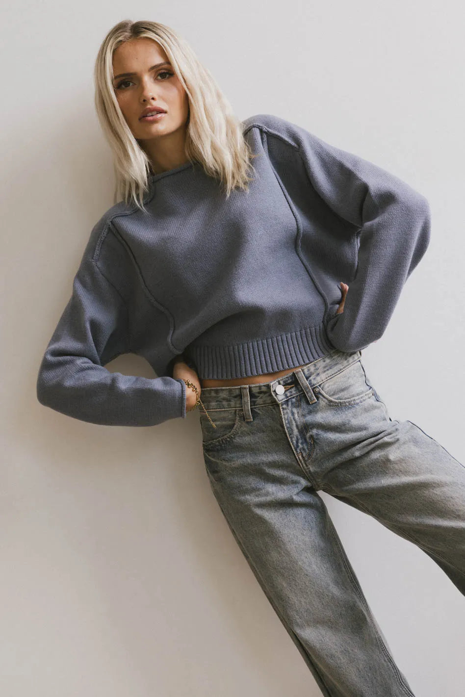 Leander Dark Blue Knit Sweater for Women | Cozy Winter Pullover | Perfect for Casual Outfits & Holiday Gatherings