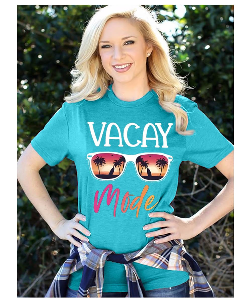 Vacay Mode Women's Summer T-Shirts - Casual Short Sleeve Beach Top for Hawaii Vacation, Cruise Getaway & Holiday Travel | Perfect for Beach Outings, Pool Parties & Tropical Adventures