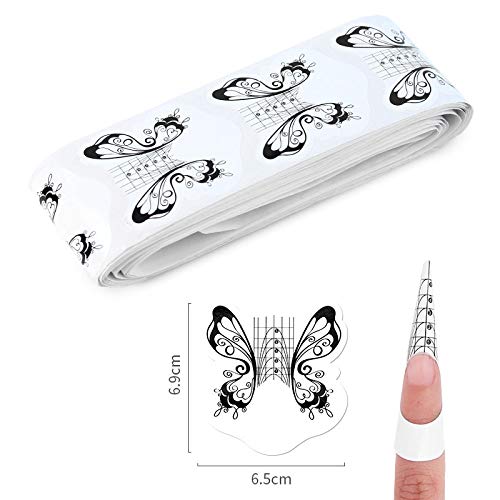 100Pcs Professional Butterfly Square Nail Form Stickers for Acrylic & UV Gel Nails - Nail Extension Builder, Art Tool Guide with Dispenser - Perfect for Salon, Home Manicures & Nail Art Designs