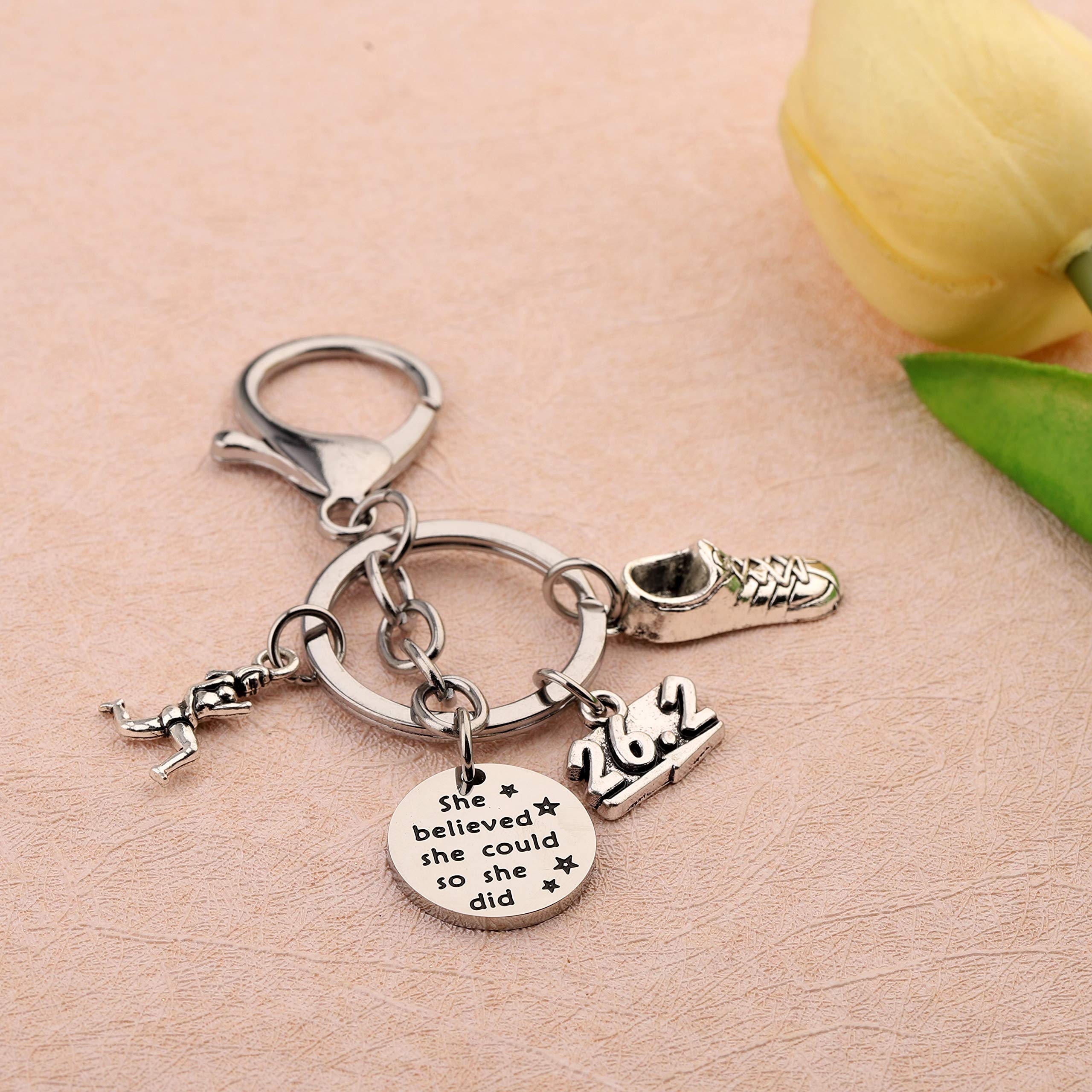 FUSTMW Runner Keychain - Marathon Jewelry Gift for Runners - Perfect for Race Day, Training Motivation & Finisher Rewards