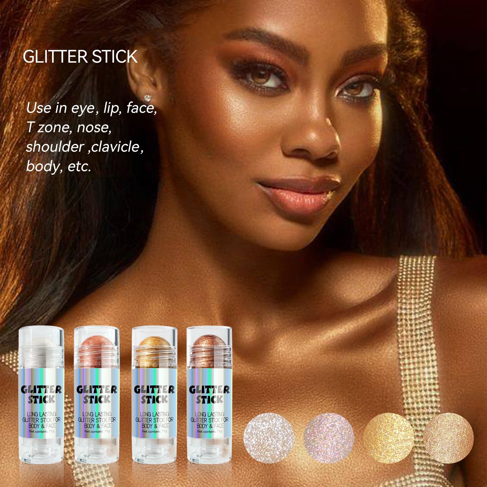 Holographic Body Glitter Gel - Shimmering Liquid Glitter for Face, Hair & Body Makeup - Perfect for Festivals, Parties, Cosplay & Night Out Glam