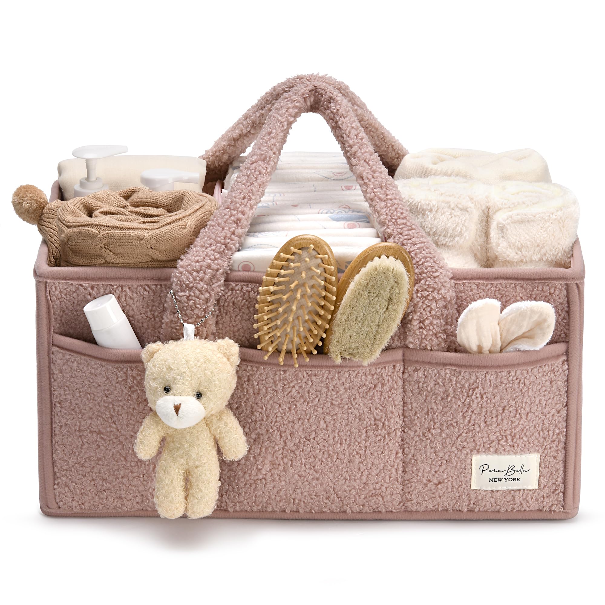 PeraBella Baby Diaper Caddy Organizer - Portable Diaper Storage Basket for Changing Table, Nursery & Travel | Holds Diapers, Wipes & Baby Essentials | Perfect Baby Shower Gift & Nursery Organization Solution | Use at Home, Daycare or On-The-Go