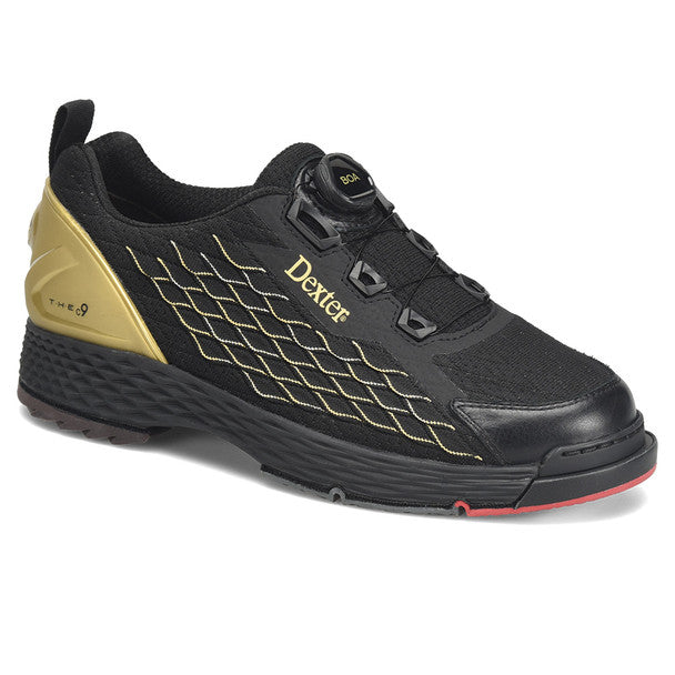 Dexter Men's THE C 9 Knit BOA Bowling Shoes - Black/Gold - Comfortable & Lightweight for Competitive Bowling & League Play