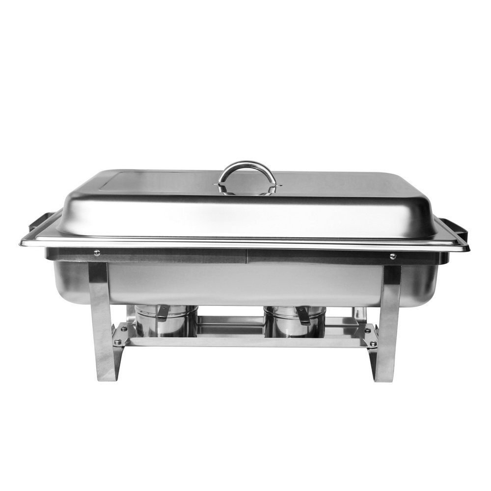 ROVSUN 8 Qt 10-Piece Stainless Steel Buffet Chafing Dish Set - NSF Certified Rectangular Catering Chafer Warmer with Trays, Lids & Folding Stand - Perfect for Banquets, Weddings, Catering Events & Home Dining Parties